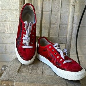 RAG & BONE Stylish RB Army Low Snake Print Red Sneakers Sz 38 /8